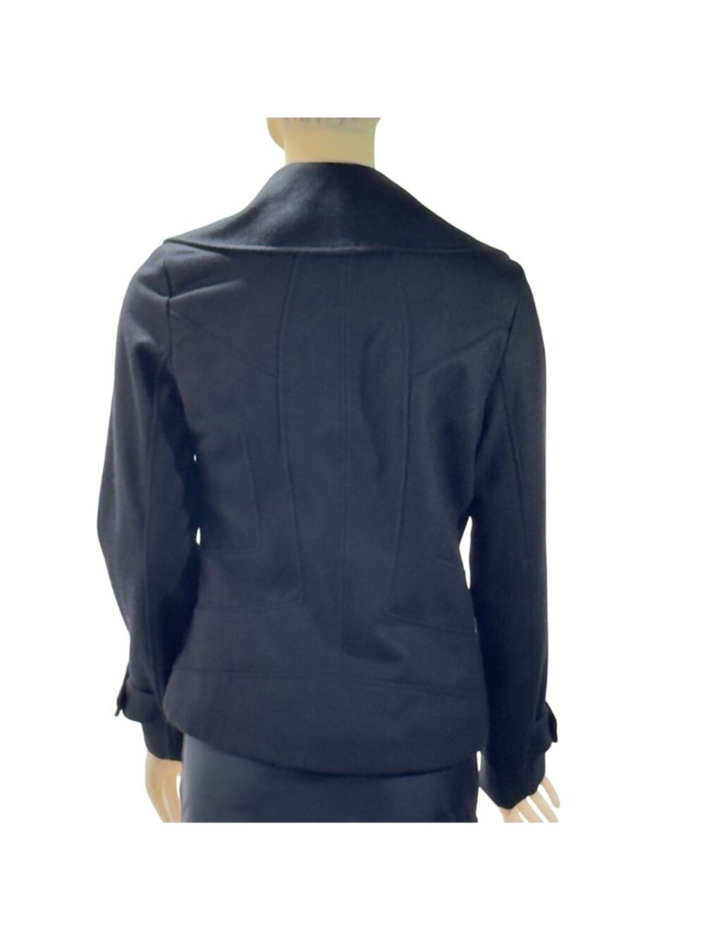 Guess Women's Black Double-Breasted Peacoat Wool Blend Size S - Picture 11 of 14